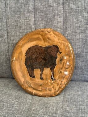 Handcrafted Brown Sheep Ceramic Wall Art - Rustic Home Accent